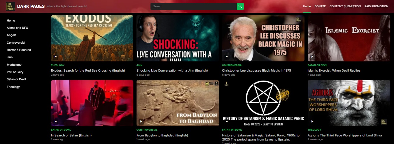 Dark Pages UI