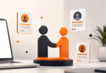 LinkedIn Services Marketplace in 2026: How Freelancers Get Clients Freelancer connecting with clients through a professional networking service, represented by abstract profile and service cards.