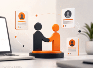 LinkedIn Services Marketplace in 2026: How Freelancers Get Clients Freelancer connecting with clients through a professional networking service, represented by abstract profile and service cards.