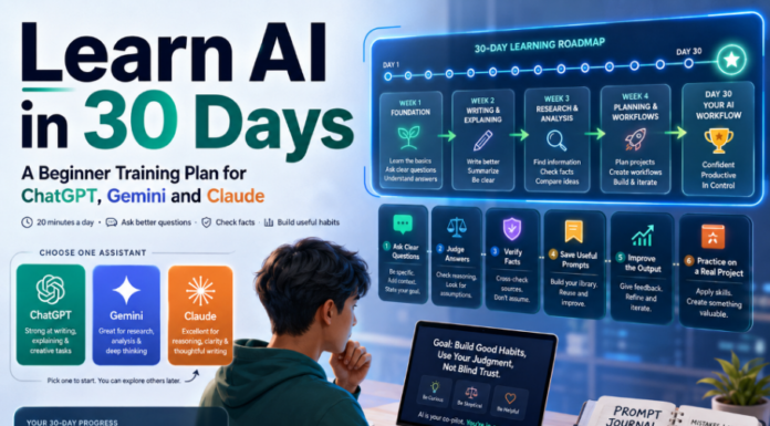 Learn AI in 30 Days: A Beginner Training Plan for ChatGPT, Gemini and Claude