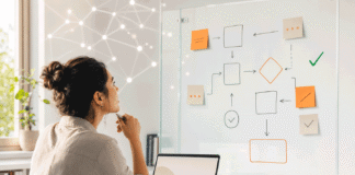 AI and Software Development Jobs in 2026: 5 Roles That Are Growing and How to Stay Hireable Software developer turning from a laptop keyboard toward a planning board, representing the shift in software jobs as AI changes the work in 2026.